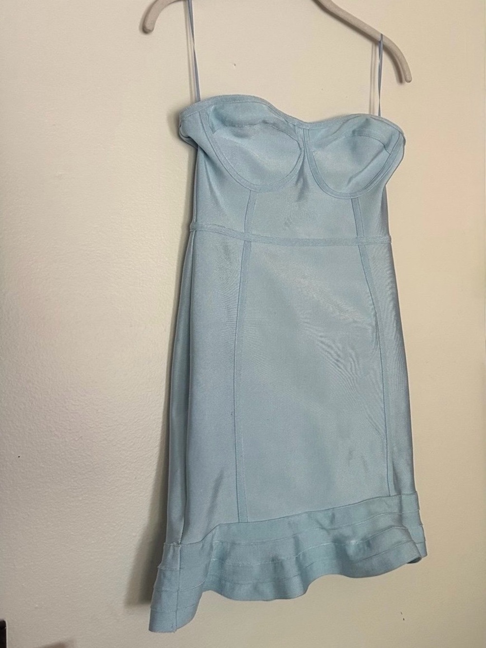 PrettyLittleThing Baby Blue Strapless Bustier Midi Dress